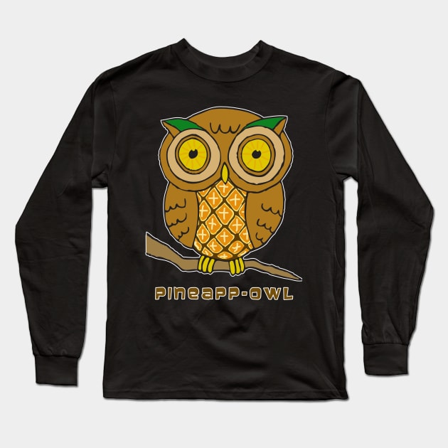 Pineapp-owl Long Sleeve T-Shirt by headrubble